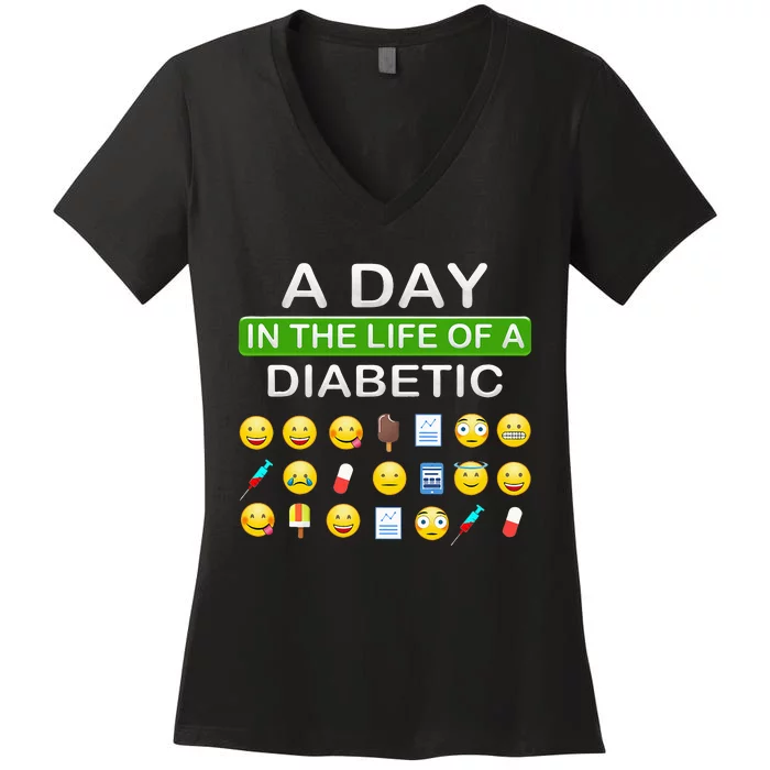 A Day In The Life Of A Diabetic Women's V-Neck T-Shirt