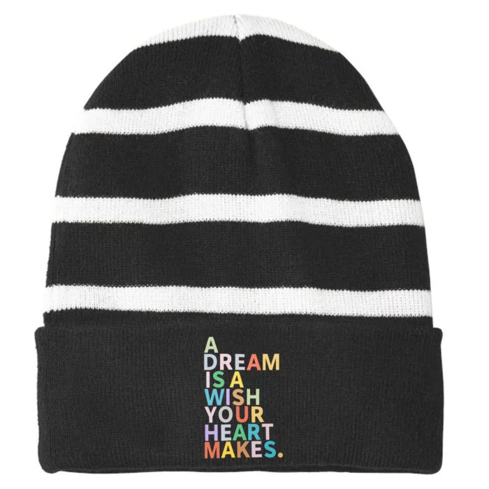 A Dream Is A Wish Your Heart Makes Striped Beanie with Solid Band