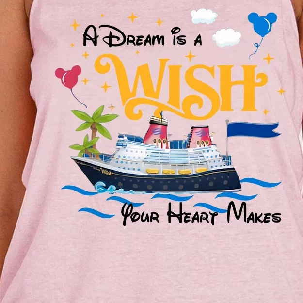 A Dream Is A Wish Your Heart Make Cruise Cruising Trip Women's Knotted Racerback Tank