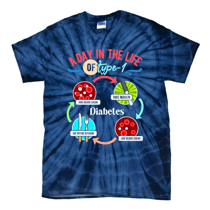 A Day In A Life Of A Type 1 Diabetes Diabetic T1D Warrior Tie-Dye T-Shirt