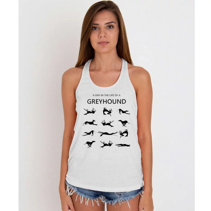 A Day In The Life Of A Greyhound Women's Knotted Racerback Tank