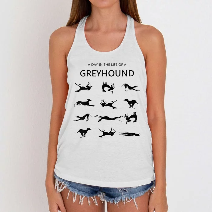 A Day In The Life Of A Greyhound Women's Knotted Racerback Tank