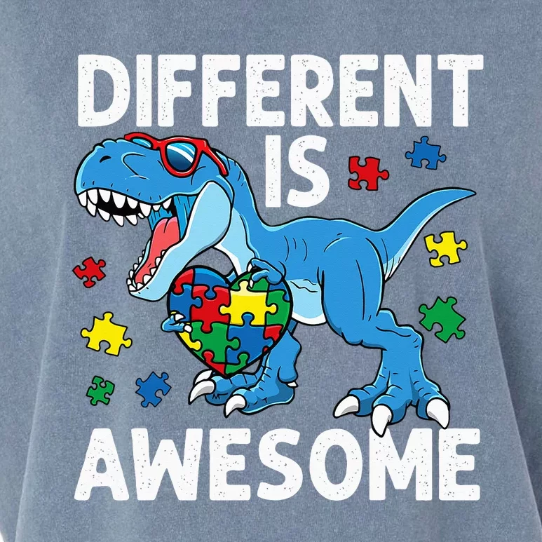 Autism Different is Awesome Dinosaur Autism Awareness Garment-Dyed Women's Muscle Tee