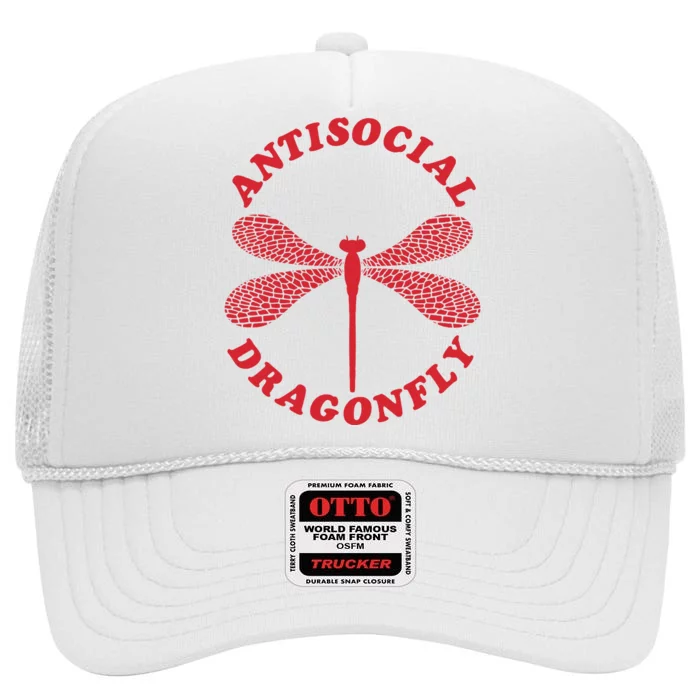 Antisocial Dragonfly Introvert Funny Introversion Humor High Crown Mesh Trucker Hat