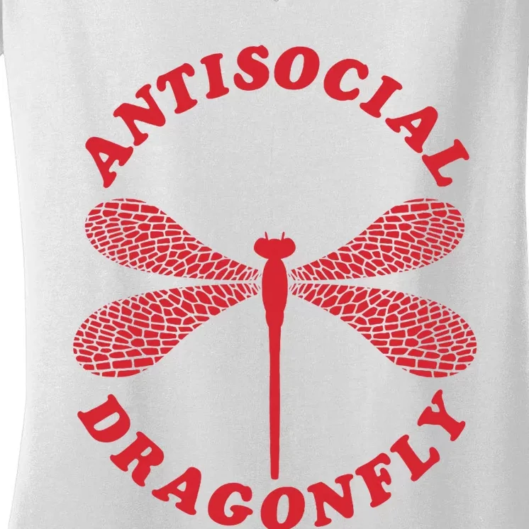 Antisocial Dragonfly Introvert Funny Introversion Humor Women's V-Neck T-Shirt