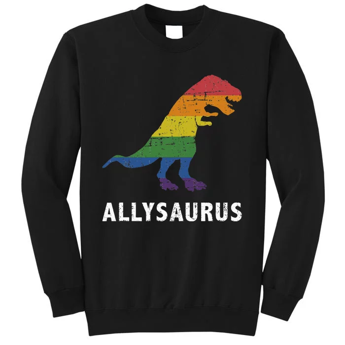 Allysaurus Dinosaur In Rainbow Flag For Ally LGBT Pride Tall Sweatshirt