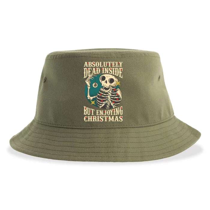 Absolutely Dead Inside Enjoying Christmas Skeleton And Lights Meaningful Gift Sustainable Bucket Hat