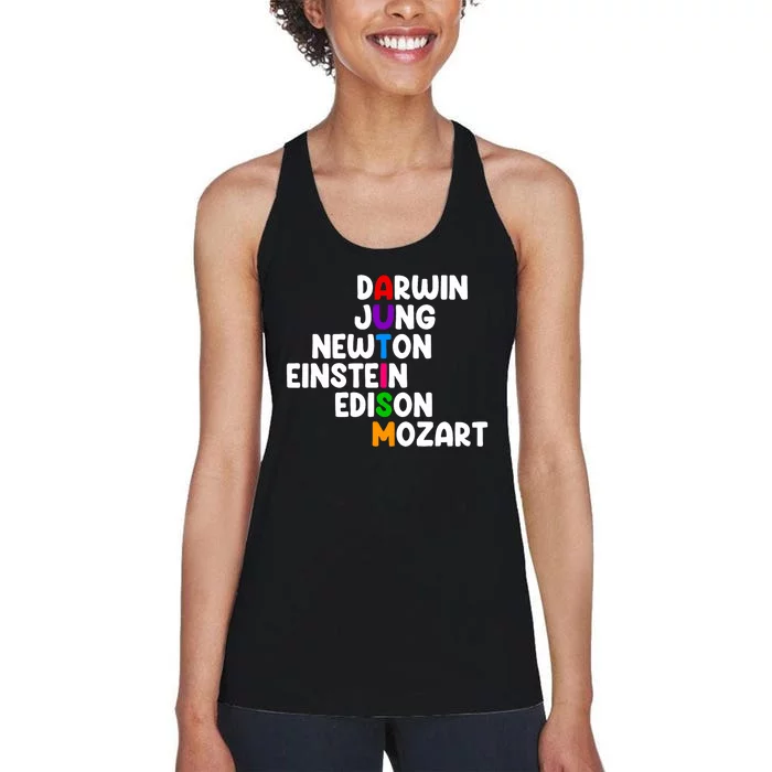 Autism Darwin Jung Newton Einstein Edison Women's Racerback Tank