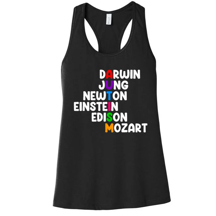 Autism Darwin Jung Newton Einstein Edison Women's Racerback Tank