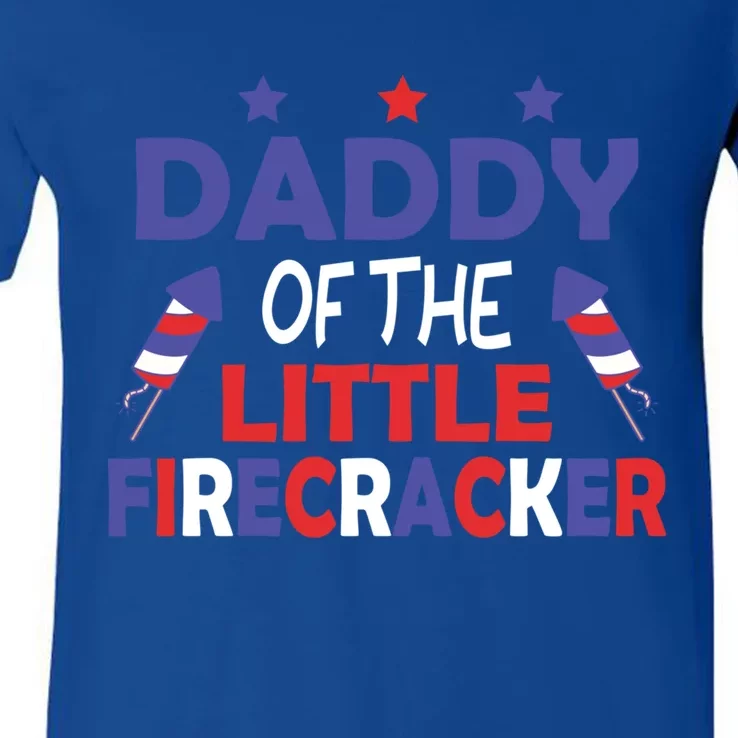 American Daddy July 4th Daddy Of The Little Firecracker Great Gift V-Neck T-Shirt