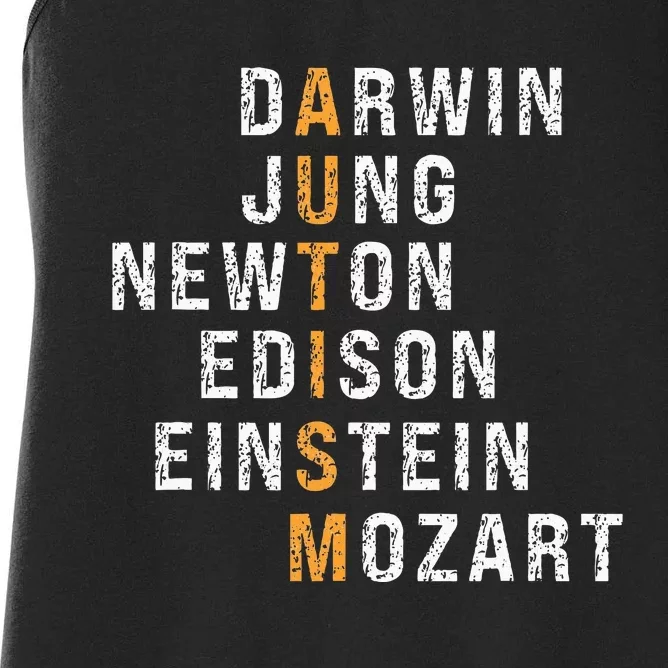 Autism Darwin Jung Newton Edison Einstein Newton Mozart Women's Racerback Tank