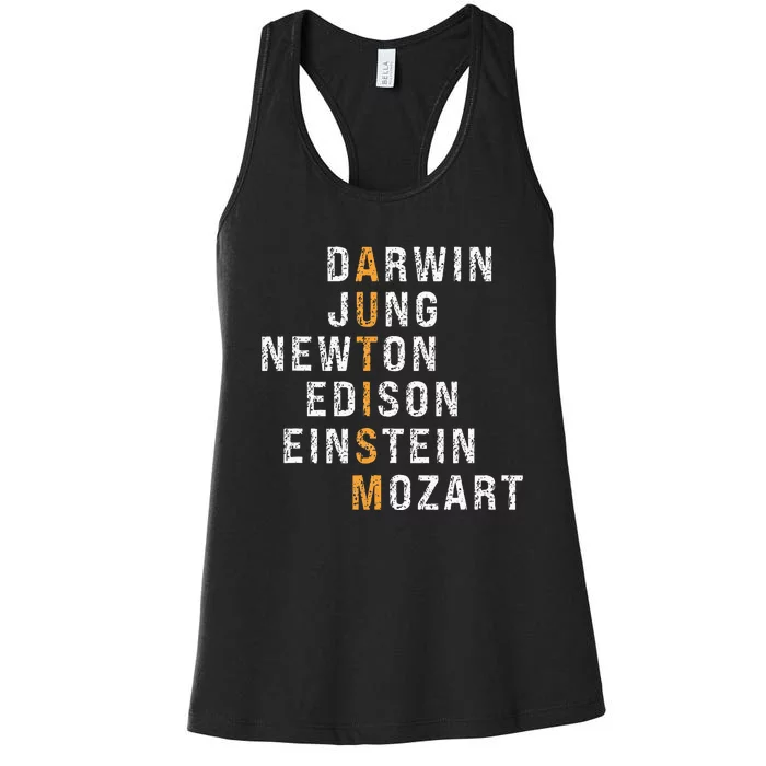 Autism Darwin Jung Newton Edison Einstein Newton Mozart Women's Racerback Tank