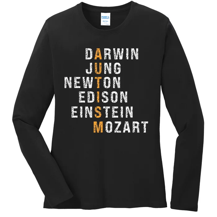 Autism Darwin Jung Newton Edison Einstein Newton Mozart Ladies Long Sleeve Shirt