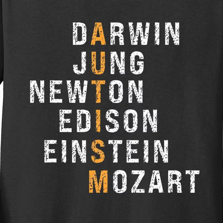 Autism Darwin Jung Newton Edison Einstein Newton Mozart Kids Long Sleeve Shirt