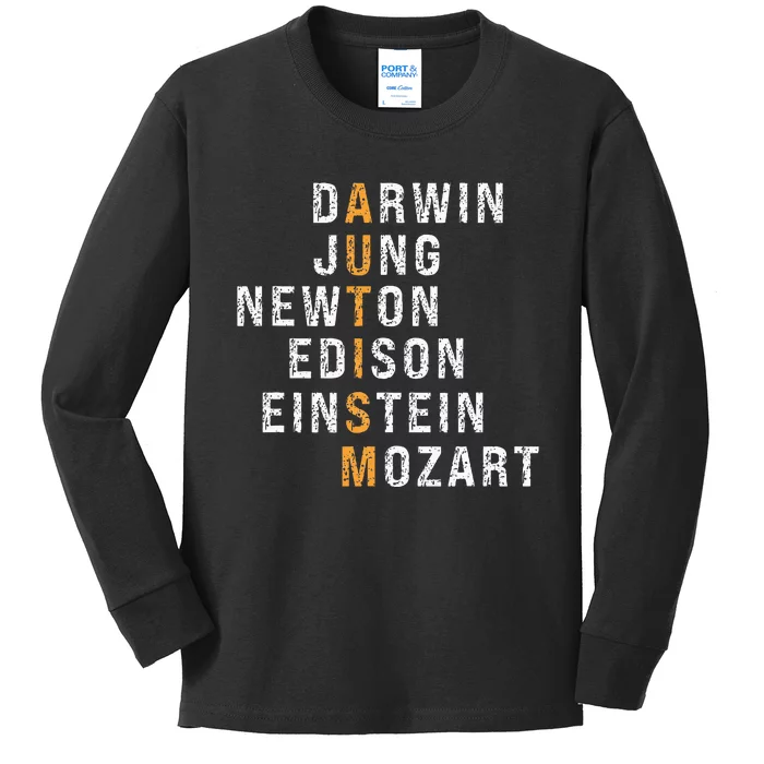 Autism Darwin Jung Newton Edison Einstein Newton Mozart Kids Long Sleeve Shirt