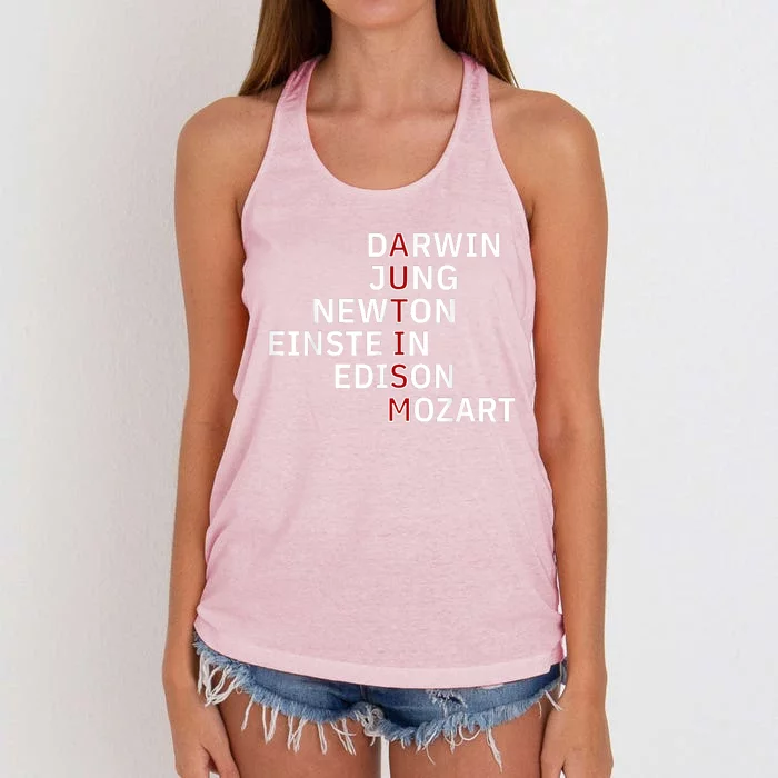 Autism Darwin Jung Newton Einste In Edison Mozart Women's Knotted Racerback Tank