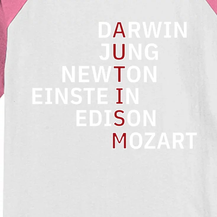 Autism Darwin Jung Newton Einste In Edison Mozart Gift Kids Colorblock Raglan Jersey