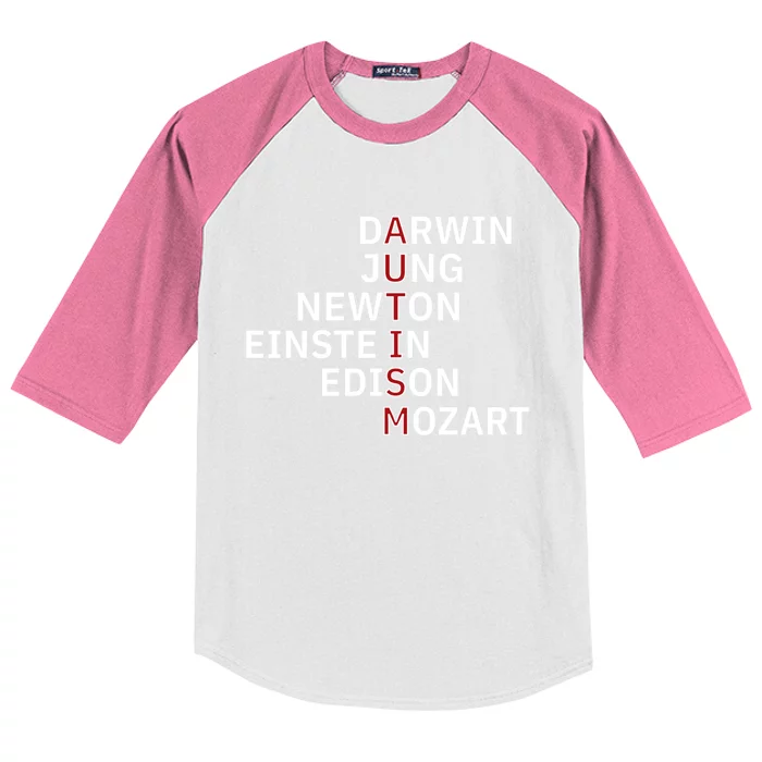 Autism Darwin Jung Newton Einste In Edison Mozart Gift Kids Colorblock Raglan Jersey