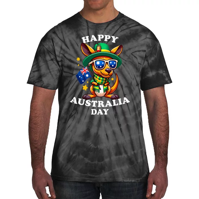 Australia Day Kangaroo Australian Flag Aussie Roo Tie-Dye T-Shirt