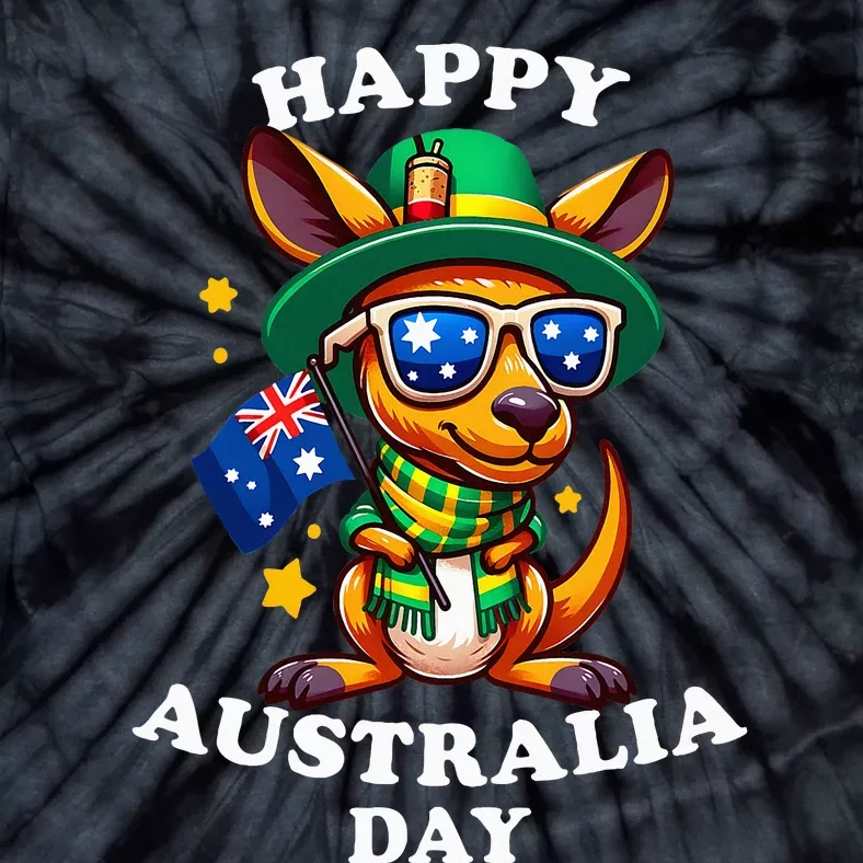 Australia Day Kangaroo Australian Flag Aussie Roo Tie-Dye T-Shirt