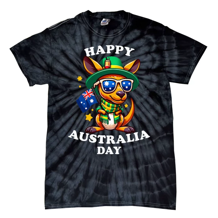 Australia Day Kangaroo Australian Flag Aussie Roo Tie-Dye T-Shirt