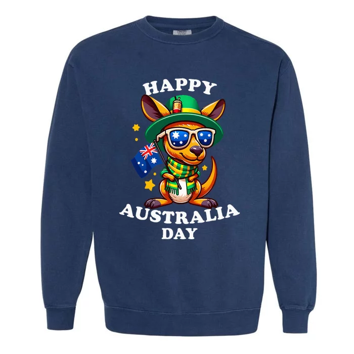 Australia Day Kangaroo Australian Flag Aussie Roo Garment-Dyed Sweatshirt