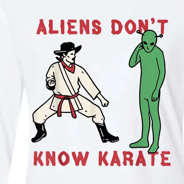 Aliens Dont Know Karate Womens Cotton Relaxed Long Sleeve T-Shirt