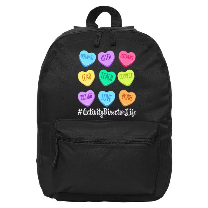 Activity Director Life Teacher Valentines Day Candy Heart 16 in Basic Backpack