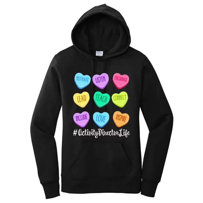 Activity Director Life Teacher Valentines Day Candy Heart Women's Pullover Hoodie