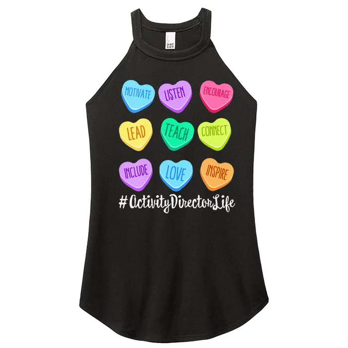 Activity Director Life Teacher Valentines Day Candy Heart Women’s Perfect Tri Rocker Tank