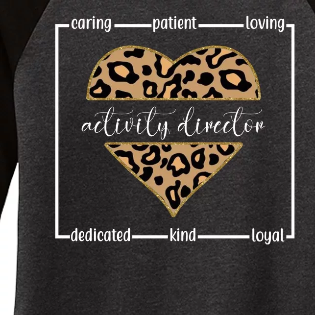 Activity Director Leopard Heart Women's Tri-Blend 3/4-Sleeve Raglan Shirt