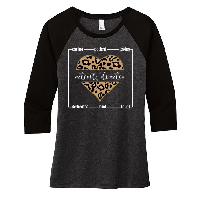 Activity Director Leopard Heart Women's Tri-Blend 3/4-Sleeve Raglan Shirt