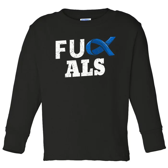 ALS Disease Lou Gehrig's Blue Ribbon Neurological Disorders Toddler Long Sleeve Shirt