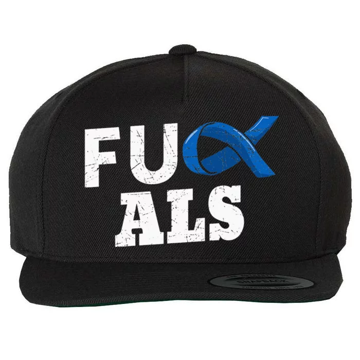 ALS Disease Lou Gehrig's Blue Ribbon Neurological Disorders Wool Snapback Cap