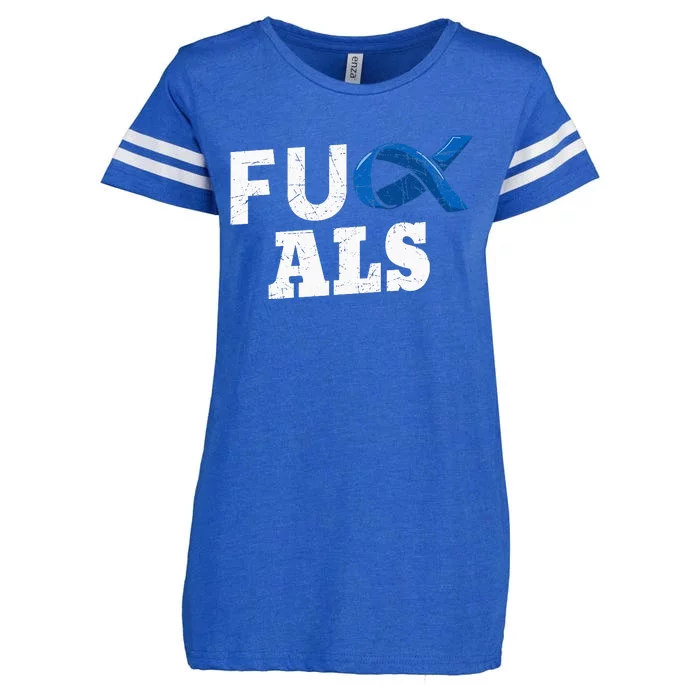 ALS Disease Lou Gehrig's Blue Ribbon Neurological Disorders Enza Ladies Jersey Football T-Shirt