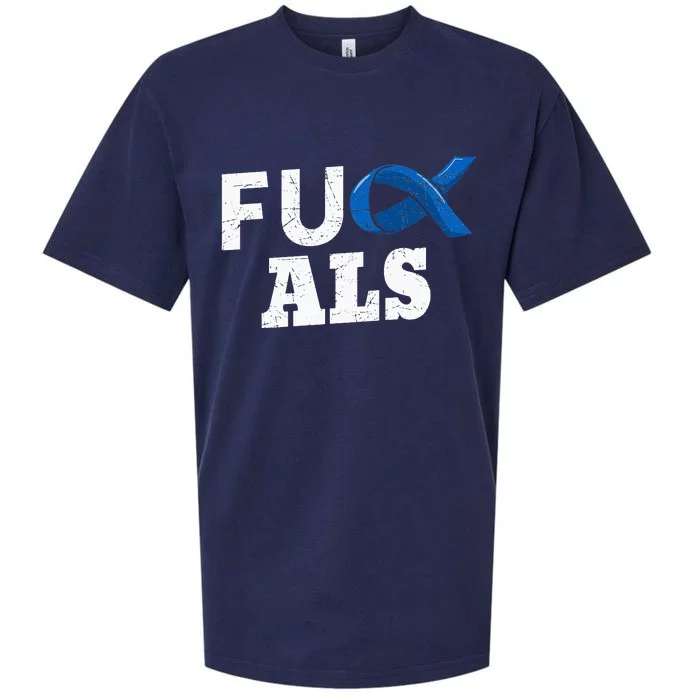 ALS Disease Lou Gehrig's Blue Ribbon Neurological Disorders Sueded Cloud Jersey T-Shirt