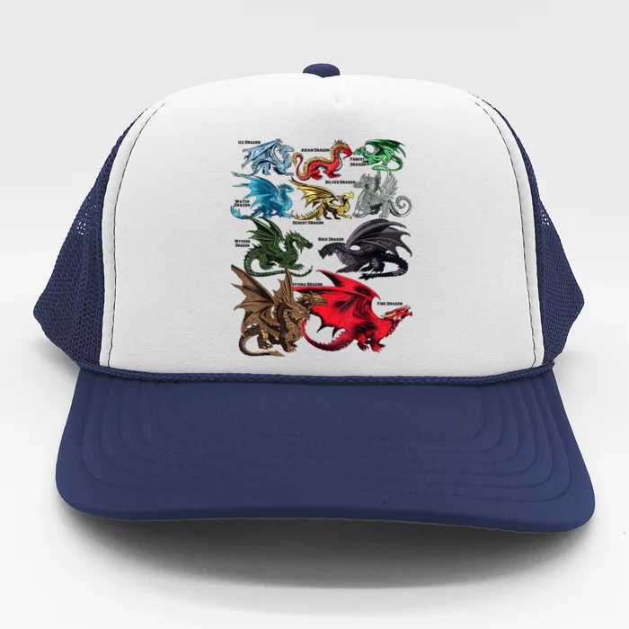 Awesome Dragon Lovers Types Of Dragons Gift Trucker Hat