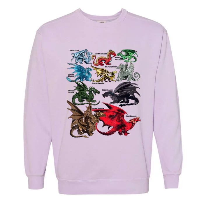 Awesome Dragon Lovers Types Of Dragons Gift Garment-Dyed Sweatshirt