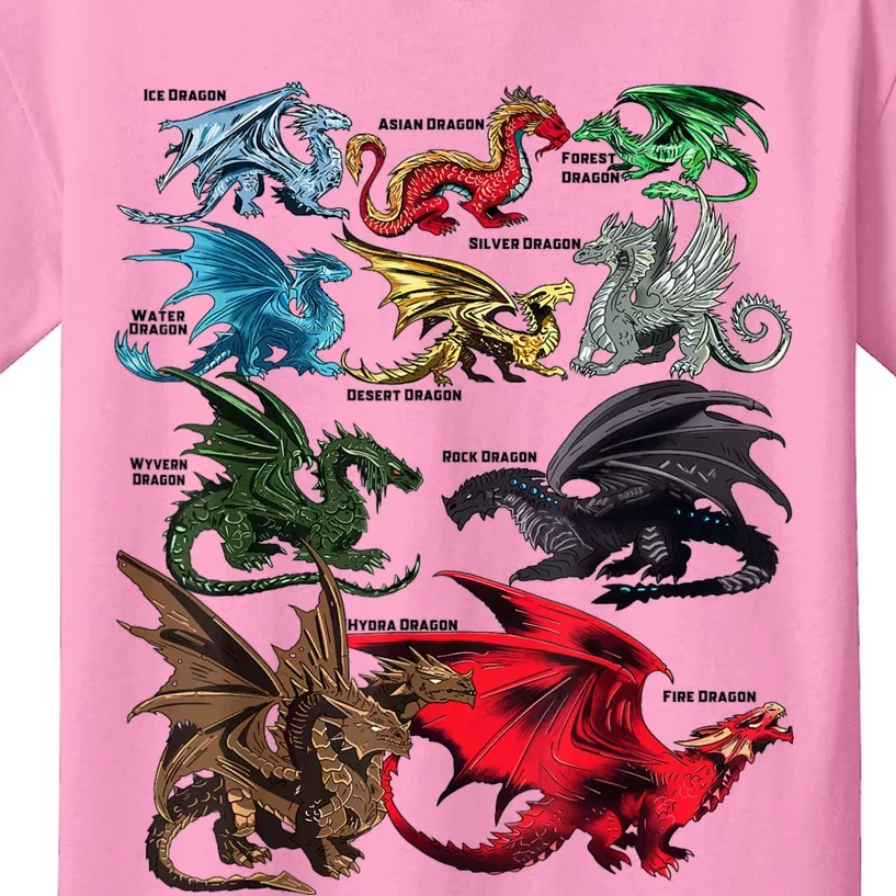 Awesome Dragon Lovers Types Of Dragons Gift Kids T-Shirt