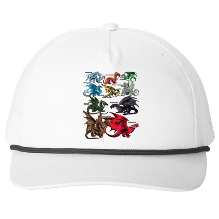 Awesome Dragon Lovers Types Of Dragons Gift Snapback Five-Panel Rope Hat