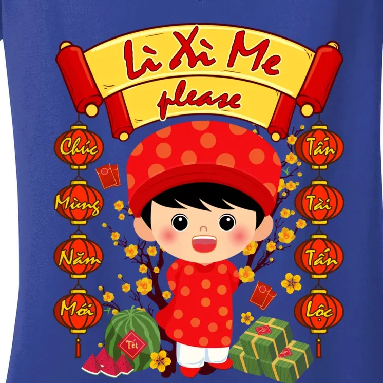 Ao Dai Li Xi Me Vietnamese Tet New Year Cool Gift Women's V-Neck T-Shirt