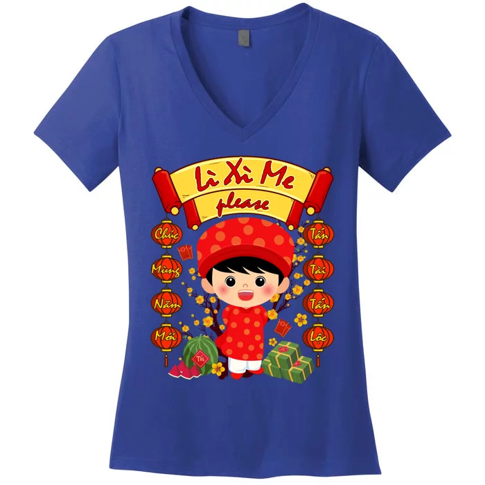 Ao Dai Li Xi Me Vietnamese Tet New Year Cool Gift Women's V-Neck T-Shirt