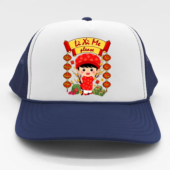 Ao Dai Li Xi Me Vietnamese Tet New Year Cool Gift Trucker Hat