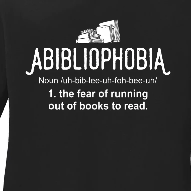 Abibliophobia Definition Librarian Reading Books Lover Ladies Long Sleeve Shirt