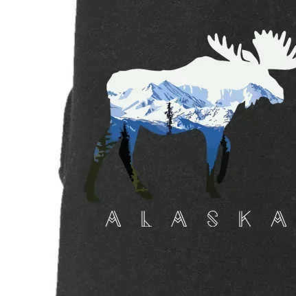 Alaska Day Moose Snowy Mountain Doggie 3-End Fleece Hoodie