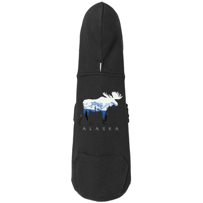 Alaska Day Moose Snowy Mountain Doggie 3-End Fleece Hoodie