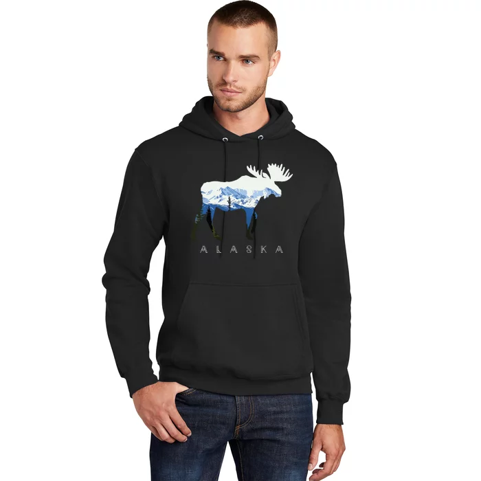 Alaska Day Moose Snowy Mountain Hoodie