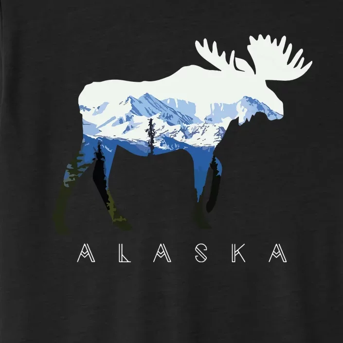 Alaska Day Moose Snowy Mountain ChromaSoft Performance T-Shirt