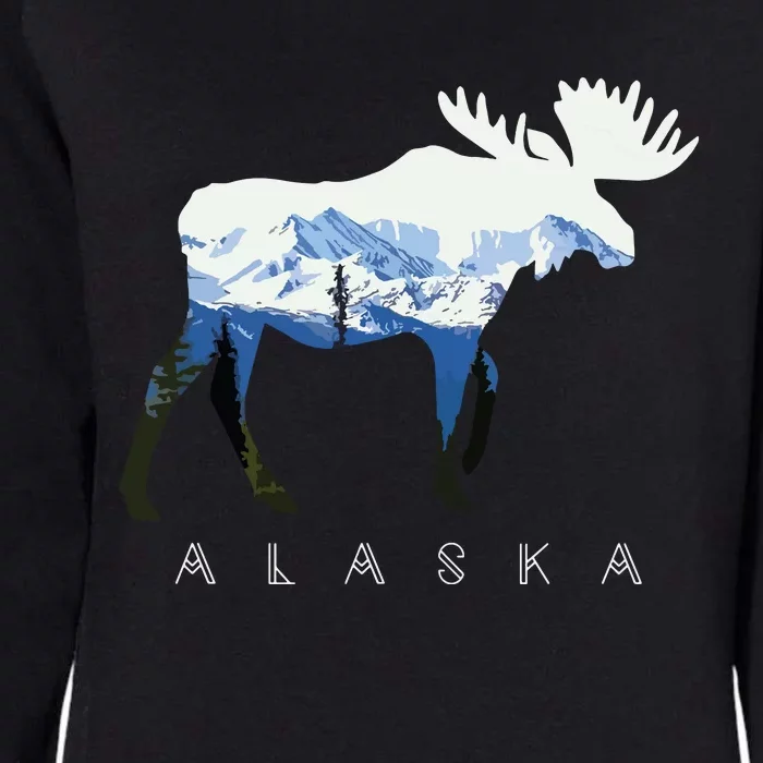 Alaska Day Moose Snowy Mountain Womens California Wash Sweatshirt