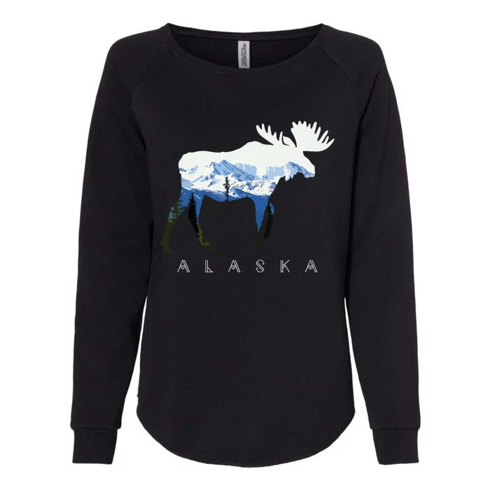 Alaska Day Moose Snowy Mountain Womens California Wash Sweatshirt